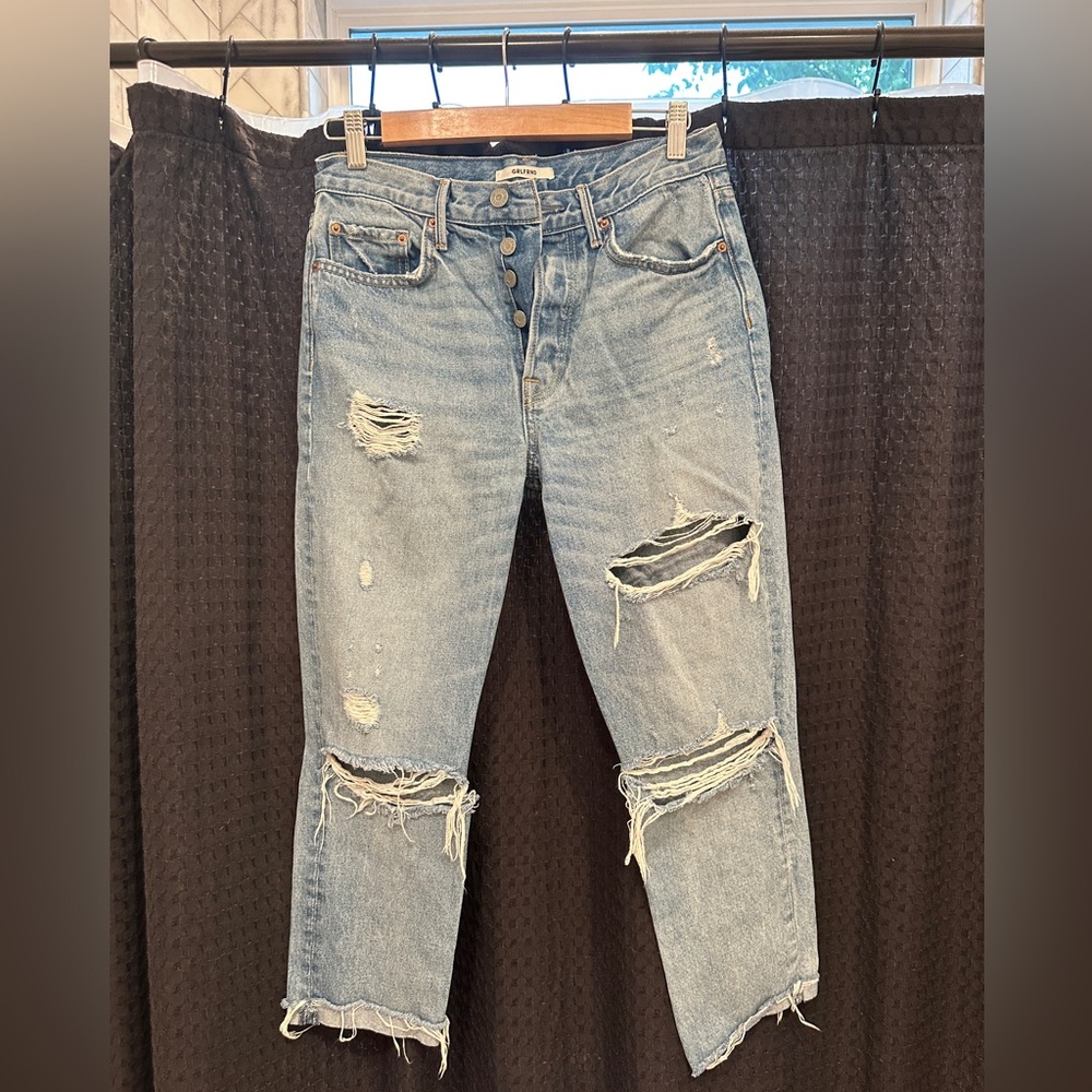 Girlfriend Collective Light Blue Distressed Jeans